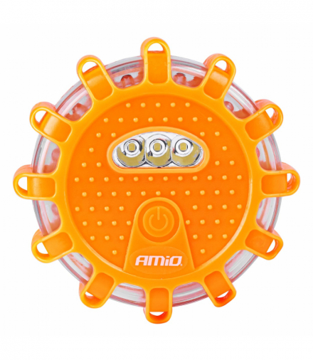 Lampa ostrzegawcza awaryjna z funkcją latarki 3xAAA IP65 12SMD + 3SMD AMiO 02499