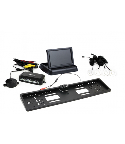 Zestaw czujników parkowania TFT02 4,3" z kamerą HD-402-LED 4 sensory białe AMiO 02684