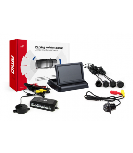 Zestaw czujników parkowania TFT02 4,3" z kamerą HD-305-LED 4 sensory czarne AMiO 02688