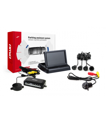 Zestaw czujników parkowania TFT02 4,3" z kamerą HD-305-LED 4 sensory czarne "GOLD" AMiO 02697