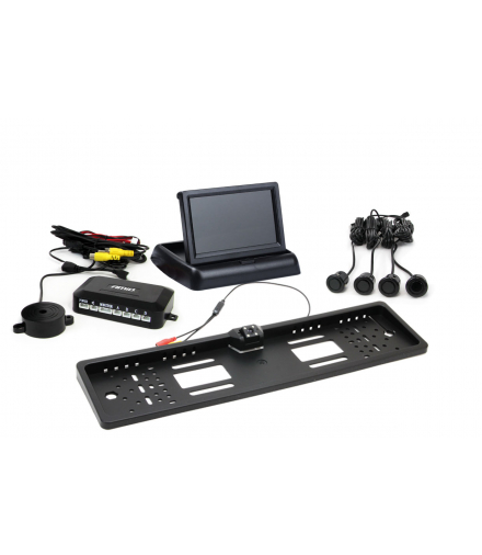 Zestaw czujników parkowania TFT02 4,3" z kamerą HD-402-LED 4 sensory czarne "GOLD" AMiO 02702