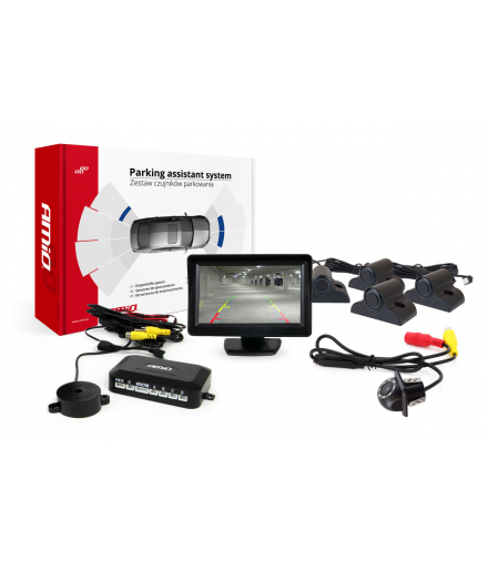 Zestaw czujników parkowania TFT01 4,3" z kamerą HD-305-LED 4 sensory czarne Truck AMiO 02724