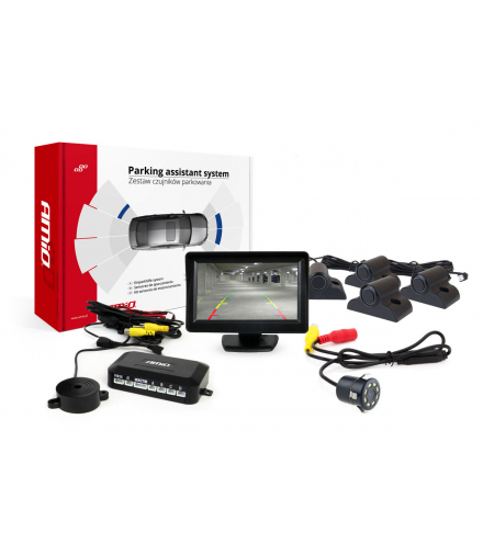 Zestaw czujników parkowania TFT01 4,3" z kamerą HD-308-LED 4 sensory czarne Truck AMiO 02726