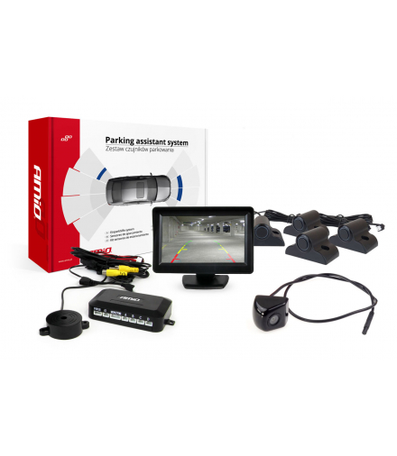 Zestaw czujników parkowania TFT01 4,3" z kamerą HD-310 4 sensory czarne Truck AMiO 02727