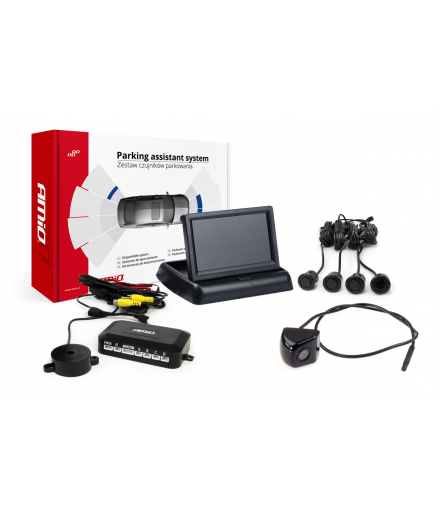 Zestaw czujników parkowania TFT02 4,3" z kamerą HD-310 4 sensory czarne "GOLD" AMiO 02665