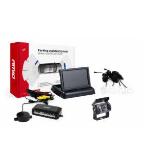 Zestaw czujników parkowania TFT02 4,3" z kamerą HD-501-IR 4 sensory białe AMiO 02685