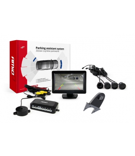 Zestaw czujników parkowania TFT01 4,3" z kamerą HD-502-IR 4 sensory czarne AMiO 02671