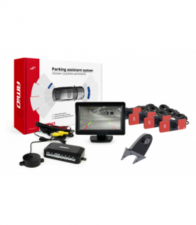 Zestaw czujników parkowania TFT01 4,3" z kamerą HD-502-IR 4 sensory czarne wewnętrzne AMiO 02675