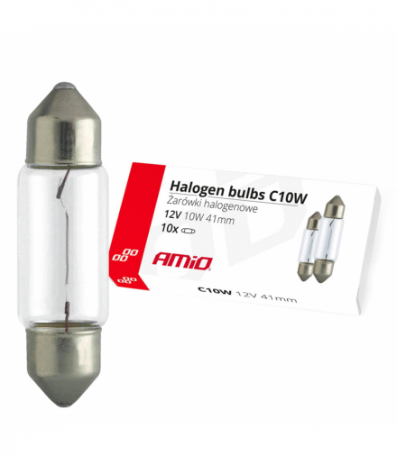 Żarówki halogenowe C10W Festoon 41mm 12V 10 szt AMiO 02557