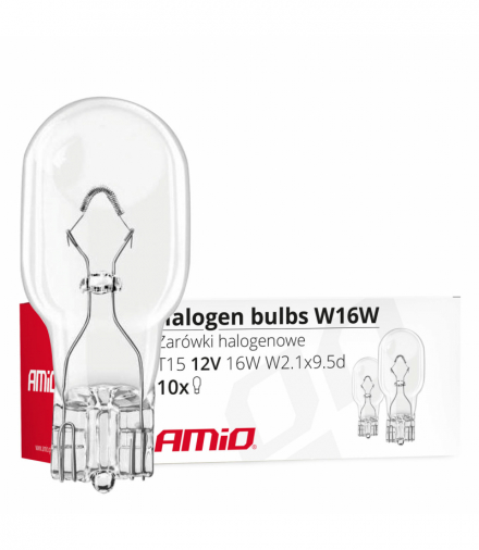 Żarówki halogenowe W16W T15 16W W2.1x9.5d 12V 10 szt. (E4) AMiO 02549