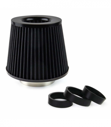 Filtr powietrza stożkowy uniwersalny czarny + 3 adaptery AMiO 02546