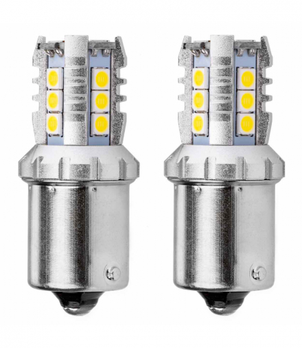 Żarówki LED CANBUS 3030 16SMD 1156 BA15S P21W R10W R5W White 12V 24V AMiO 02796