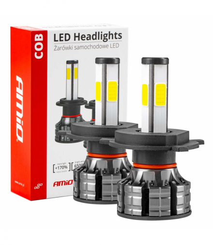 Żarówki samochodowe LED seria COB H4 6500K AMiO 02843
