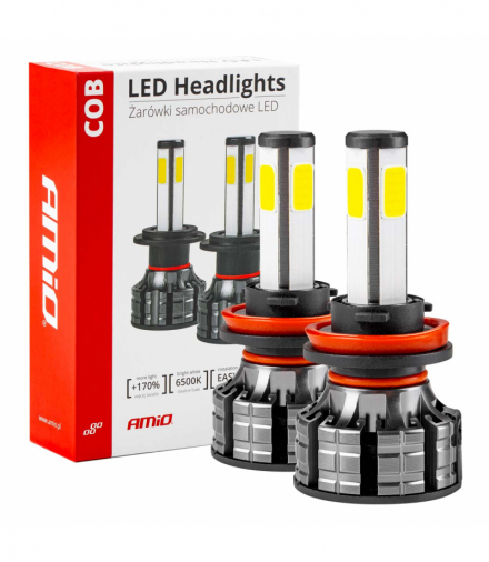 Żarówki samochodowe LED seria COB H8 H9 H11 6500K AMiO 02845