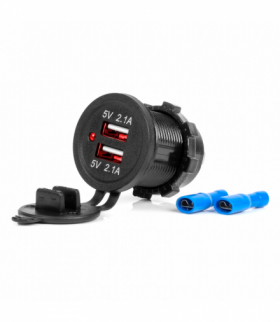 Wodoodporna ładowarka z gniazdami 2x USB 12V 24V MOD-04 AMiO 02854