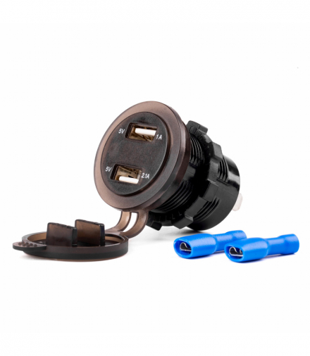 Wodoodporna ładowarka z gniazdami i testerem napięcia 2x USB 12V 24V MOD-06 AMiO 02856