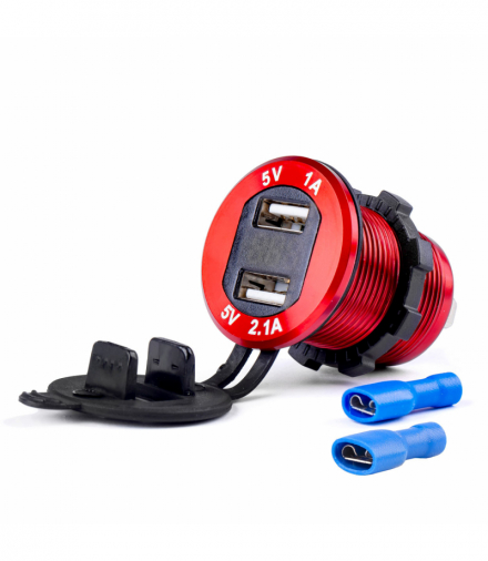 Wodoodporna ładowarka z testerem napięcia 2x USB 12V 24V MOD-11 AMiO 02861