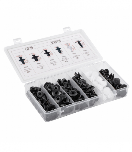 Spinki klipsy kołki samochodowe zestaw 100szt AMiO 02830