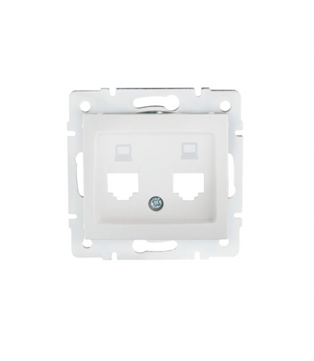 DOMO 01-1419-002 biały Adapter gniazdo komputerowe podwójne niezależne, (2x RJ45 Jack), bez gniazda Kanlux 25930