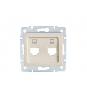 LOGI 02-1419-003 kremowy Adapter gniazdo komputerowe podwójne niezależne, (2x RJ45 Jack), bez gniazda Kanlux 25937