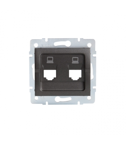 LOGI 02-1419-041 grafit Adapter gniazdo komputerowe podwójne niezależne, (2x RJ45 Jack), bez gniazda Kanlux 25939