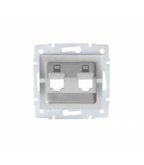 LOGI 02-1419-043 srebrny Adapter gniazdo komputerowe podwójne niezależne, (2x RJ45 Jack), bez gniazda Kanlux 25938