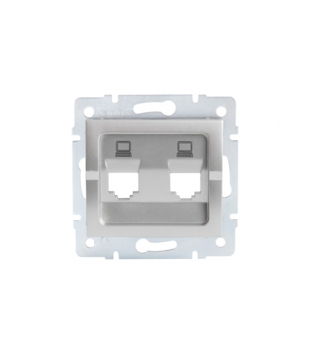 LOGI 02-1419-043 srebrny Adapter gniazdo komputerowe podwójne niezależne, (2x RJ45 Jack), bez gniazda Kanlux 25938