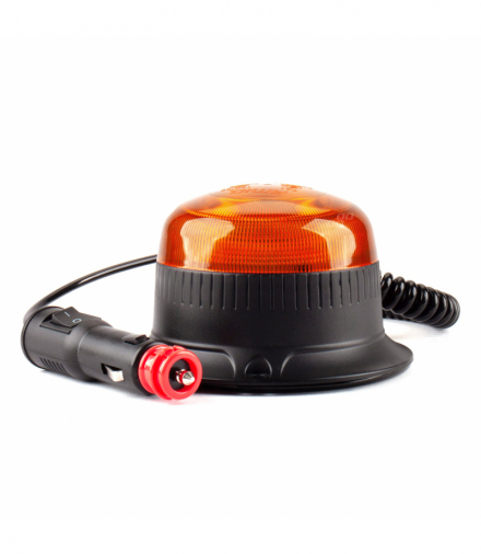 Lampa ostrzegawcza błyskowa mini kogut 18 LED magnes R65 R10 12V 24V W21ml AMiO 02924