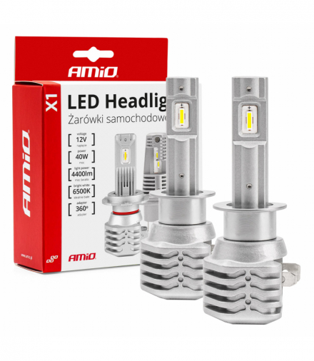 Żarówki samochodowe LED seria X1 H1 6500K Canbus AMiO 02963