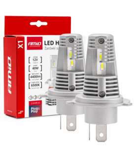 Żarówki samochodowe LED seria X1 H4/H19 6500K Canbus AMiO 02965