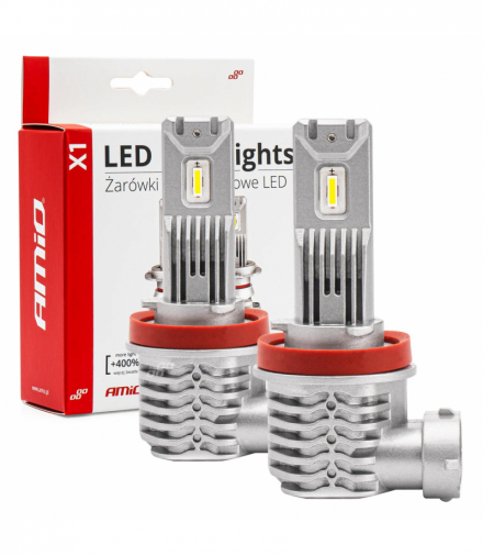 Żarówki samochodowe LED seria X1 H8 H9 H11 6500K AMiO 02967