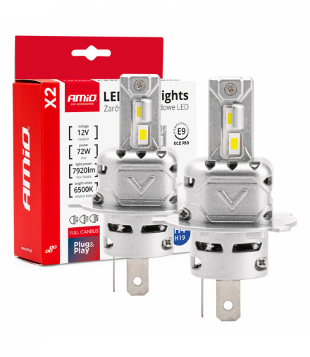 Żarówki samochodowe LED seria X2 H4/H19 6500K Canbus AMiO 02972