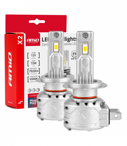 Żarówki samochodowe LED seria X2 H7 6500K Canbus AMiO 02973