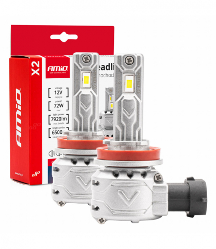 Żarówki samochodowe LED seria X2 H8 H9 H11 H16 6500K Canbus AMiO 02974