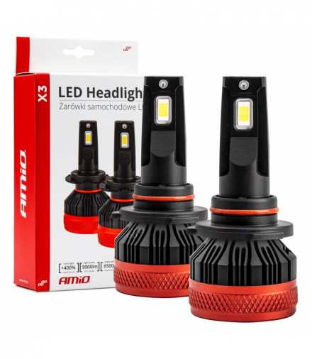 Żarówki samochodowe LED seria X3 HB3 9005/HIR1 9011/H10 6500K Canbus AMiO 02982