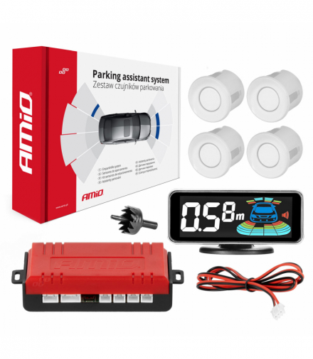 Czujniki parkowania cofania białe LED 3D AMiO 03188