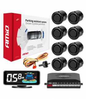 Czujniki parkowania cofania LED 3D przód tył czarne GOLD 18mm AMiO 03192