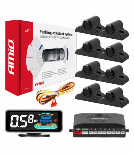 Czujniki parkowania cofania czarne przód tył LED 3D TRUCK BUS AMiO 03195