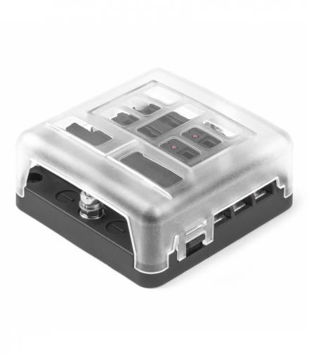 Skrzynka bezpiecznikowa z szyną ujemną LED 6 gniazd AMiO 03038