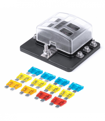 Skrzynka bezpiecznikowa ceramiczna 6 gniazd + bezpieczniki AMiO 03039