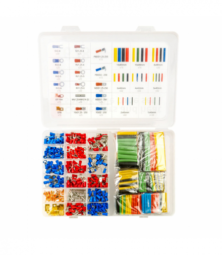 Zestaw konektorów i rurek termokurczliwych 678 szt. AMiO 03031