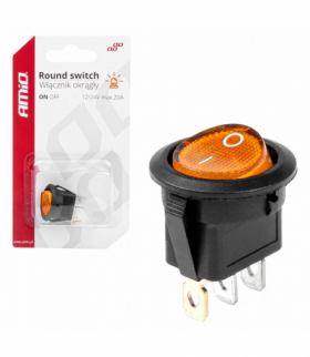 Włącznik przełącznik okrągły z żółtym podświetleniem AMiO 03085