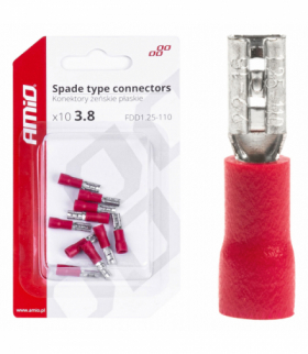 Konektory izolowane żeńskie płaskie 3.8mm 0.5-1.5mm2 10A 10 szt. AMiO 03060