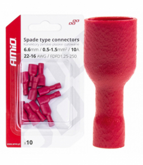 Konektory izolowane żeńskie płaskie 6.6mm 0.5-1.5mm2 10A 10 szt. AMiO 03063