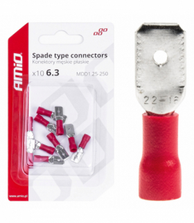 Konektory izolowane męskie płaskie 6.3mm 0.5-1.5mm2 10A 10 szt. AMiO 03066