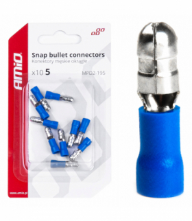 Konektory izolowane męskie walcowe okrągłe 5mm 1.5-.25mm2 15A 10 szt. AMiO 03074