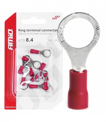 Konektory końcówki złączki oczkowe 8.4mm 10szt AMiO 03079