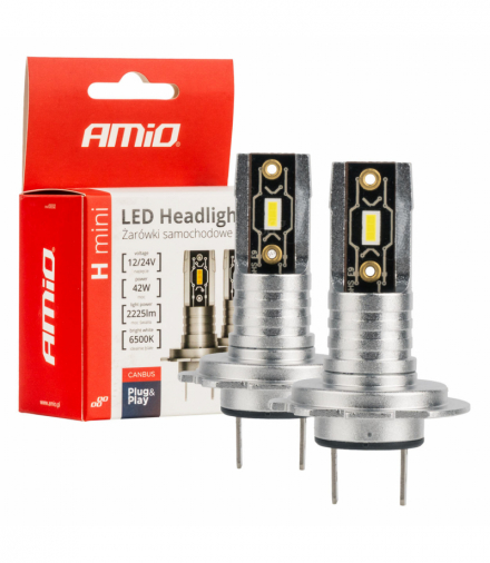 Żarówki samochodowe LED seria H-mini H7 H18 6500K Canbus AMiO 03332