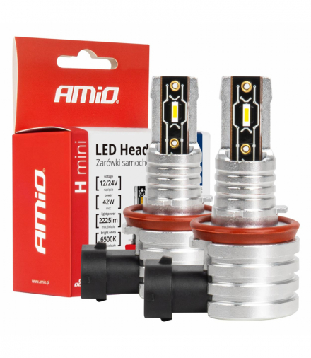 Żarówki samochodowe LED seria H-mini H8 H9 H11 H16 6500K Canbus AMiO-03333 AMiO 03333