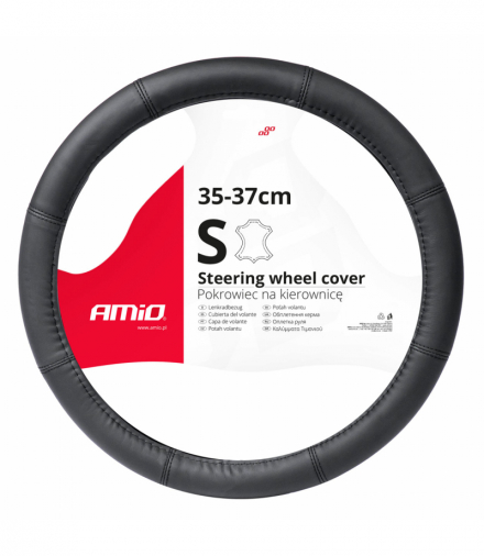 Pokrowiec skórzany nakładka na kierownicę samochodową S 35-37cm SWC-48-S AMiO 03545